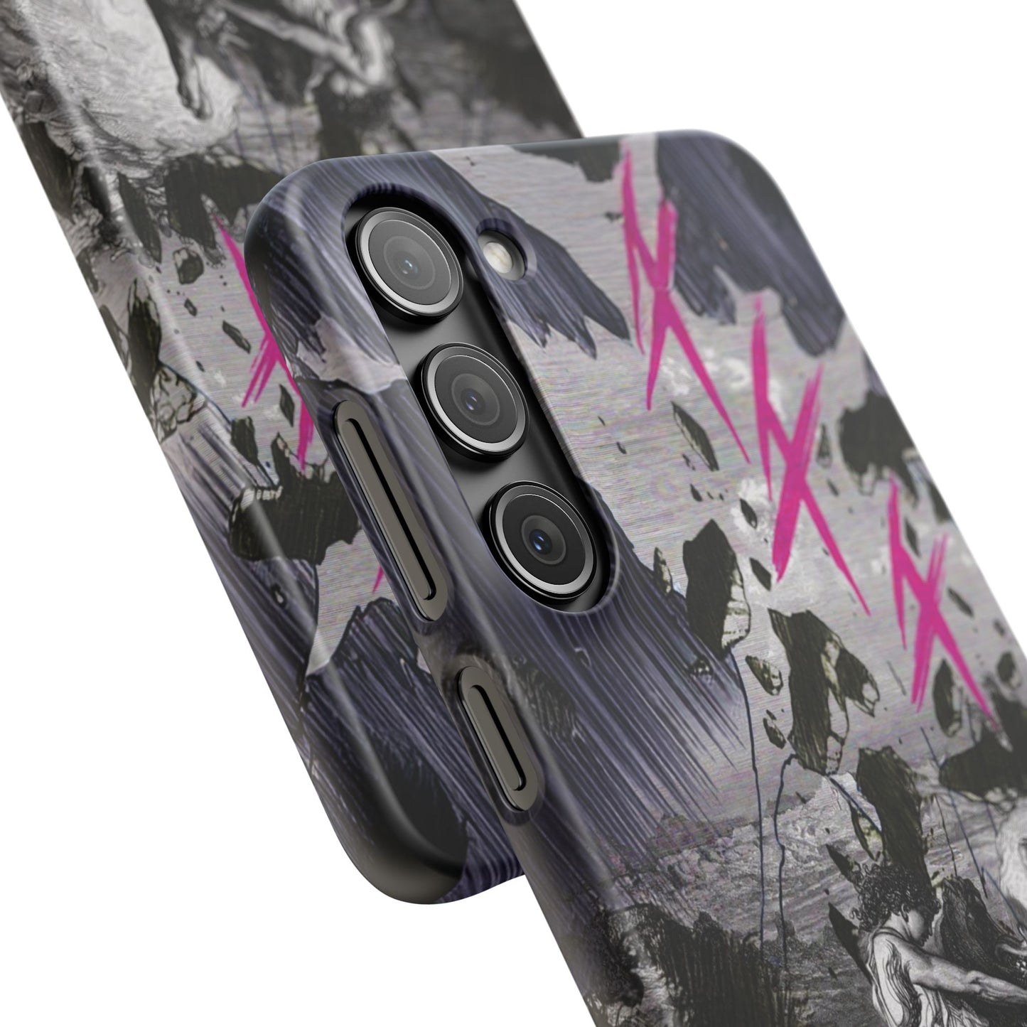 Lionbreaker Fierce Combat Monochrome Design with Electric Fuchsia Sound Glyphs Phone Case