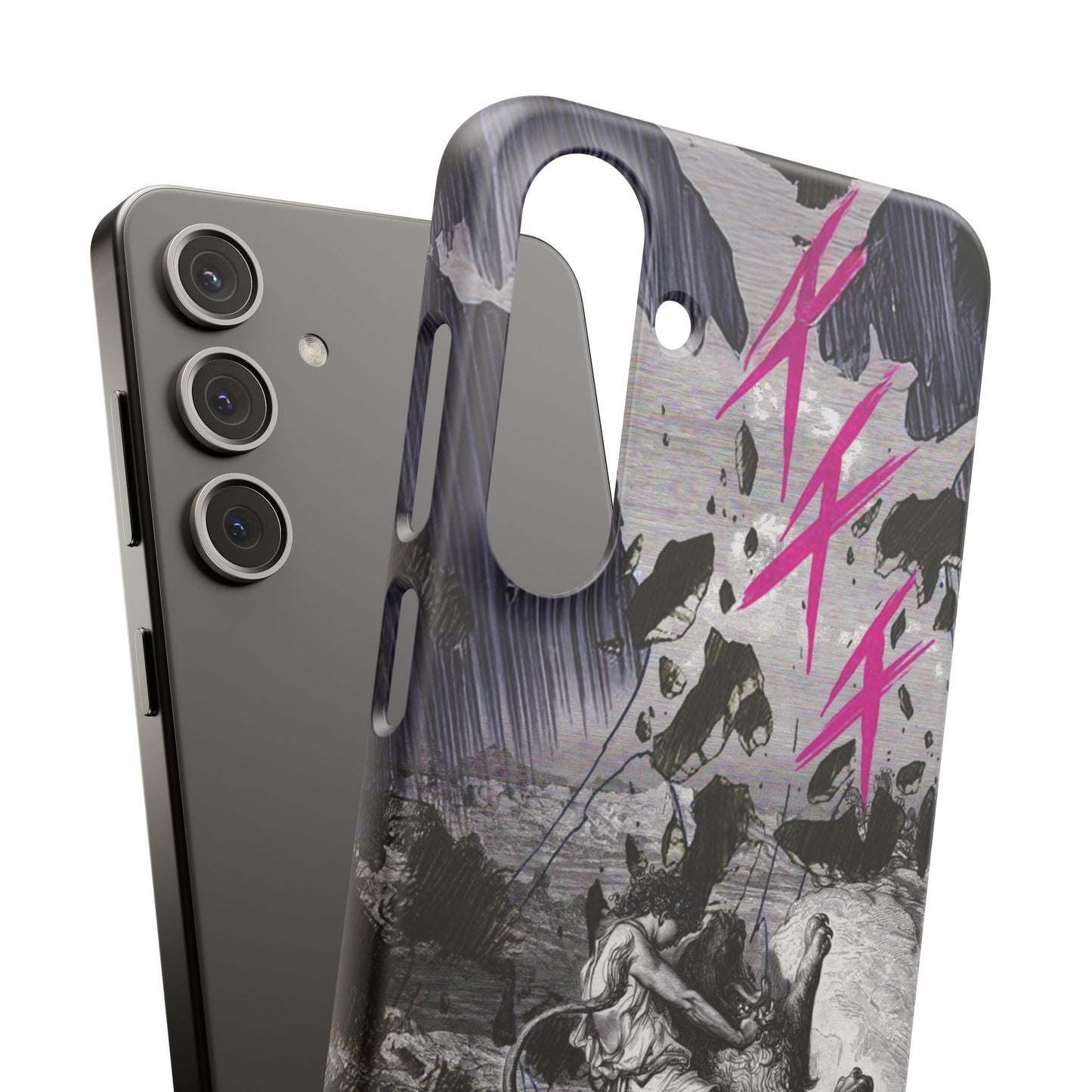 Lionbreaker Fierce Combat Monochrome Design with Electric Fuchsia Sound Glyphs Phone Case