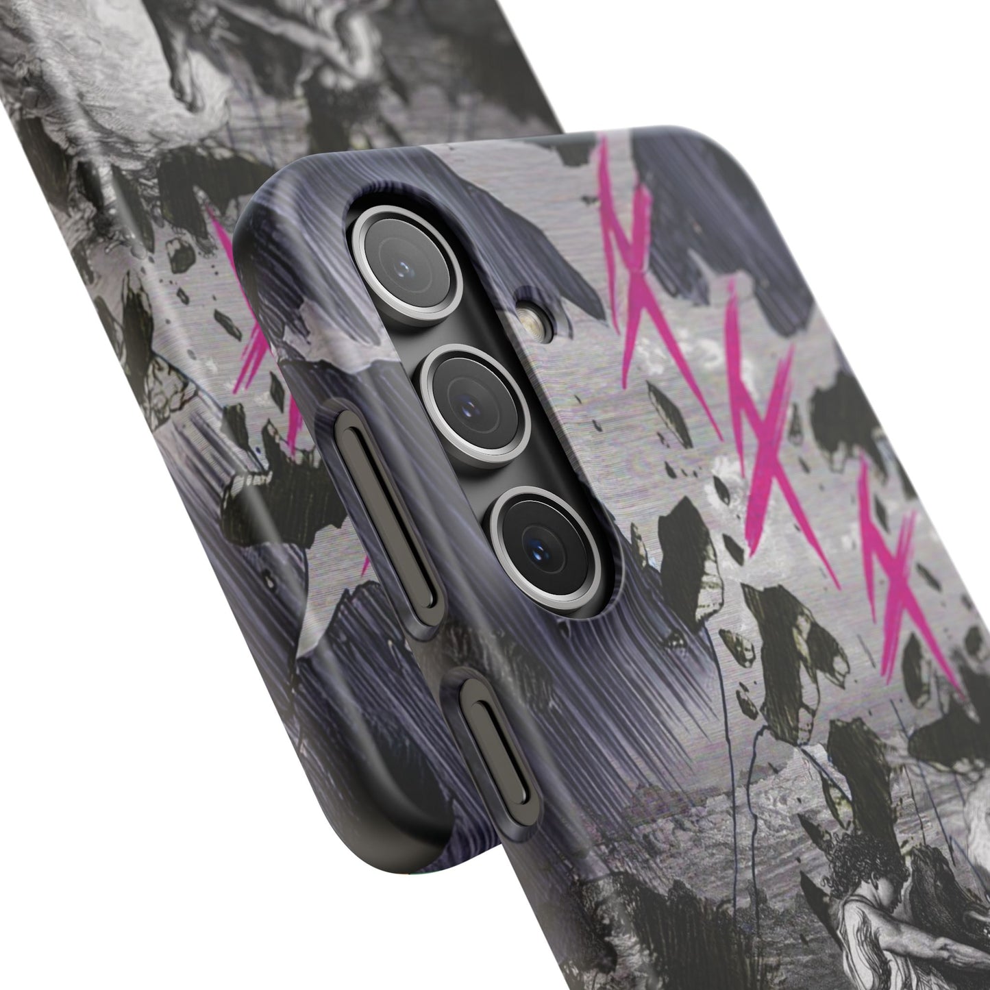 Lionbreaker Fierce Combat Monochrome Design with Electric Fuchsia Sound Glyphs Phone Case