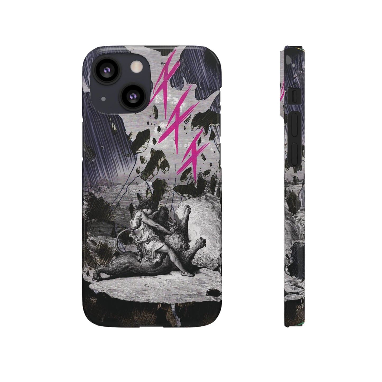 Lionbreaker Fierce Combat Monochrome Design with Electric Fuchsia Sound Glyphs Phone Case