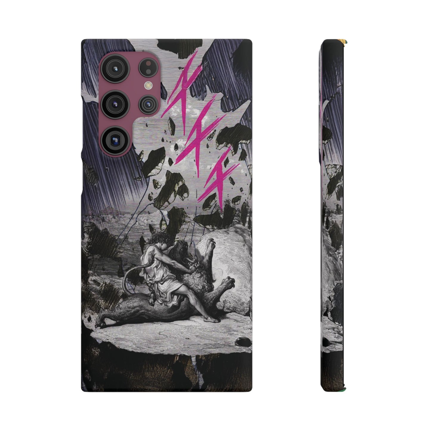 Lionbreaker Fierce Combat Monochrome Design with Electric Fuchsia Sound Glyphs Phone Case