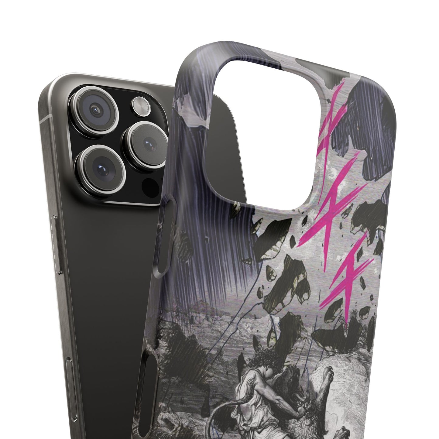 Lionbreaker Fierce Combat Monochrome Design with Electric Fuchsia Sound Glyphs Phone Case