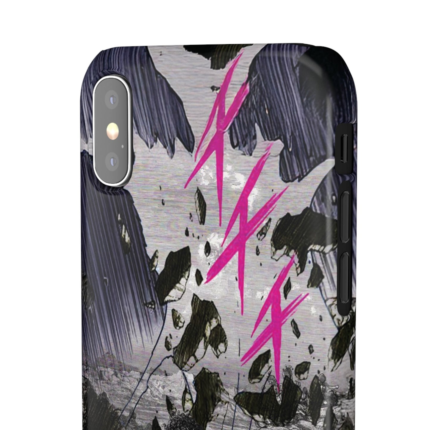 Lionbreaker Fierce Combat Monochrome Design with Electric Fuchsia Sound Glyphs Phone Case