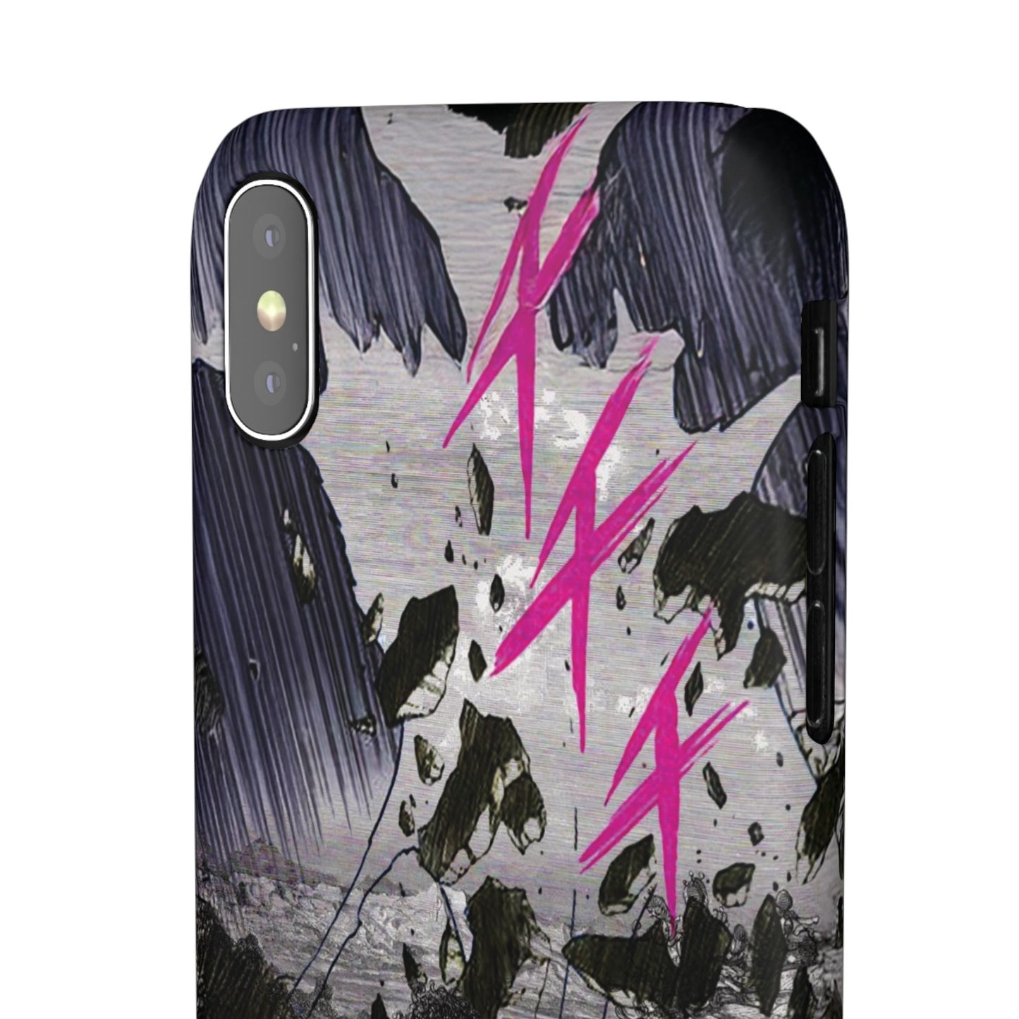 Lionbreaker Fierce Combat Monochrome Design with Electric Fuchsia Sound Glyphs Phone Case