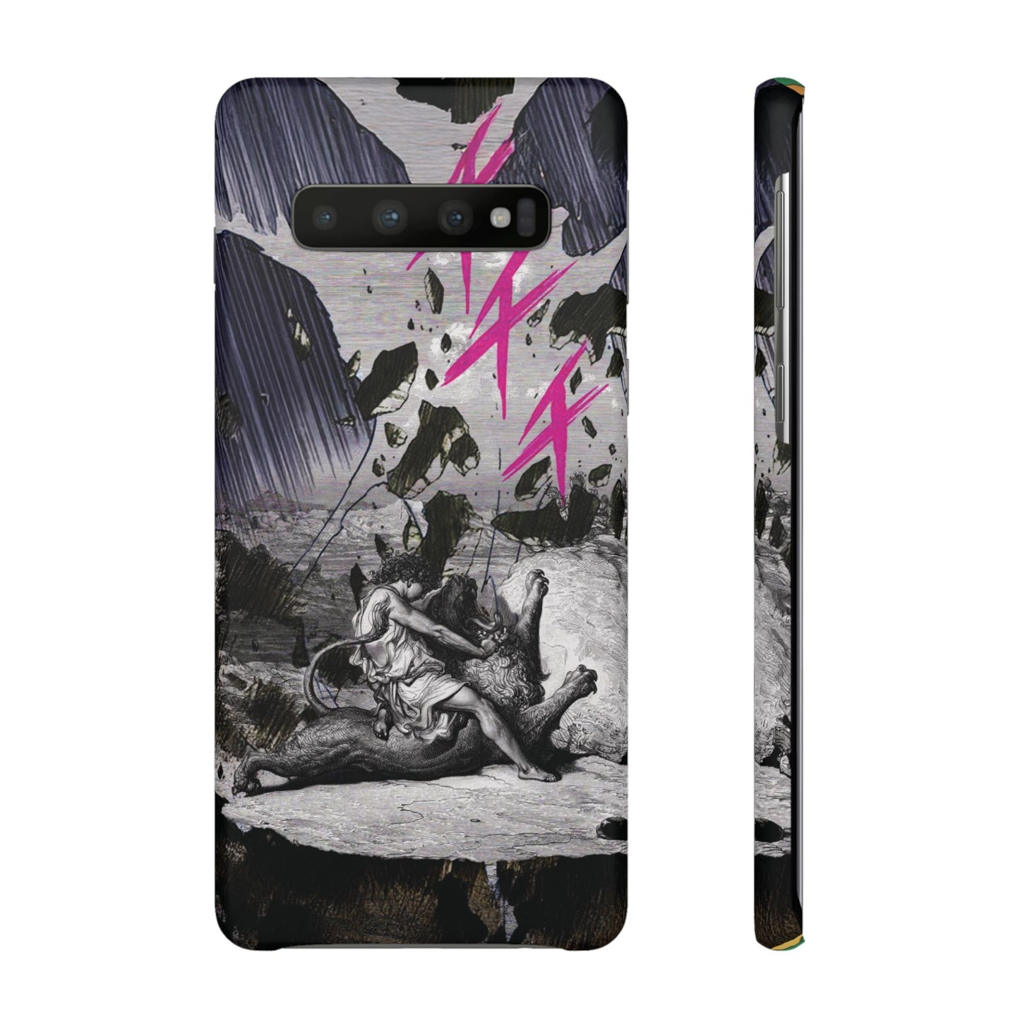 Lionbreaker Fierce Combat Monochrome Design with Electric Fuchsia Sound Glyphs Phone Case