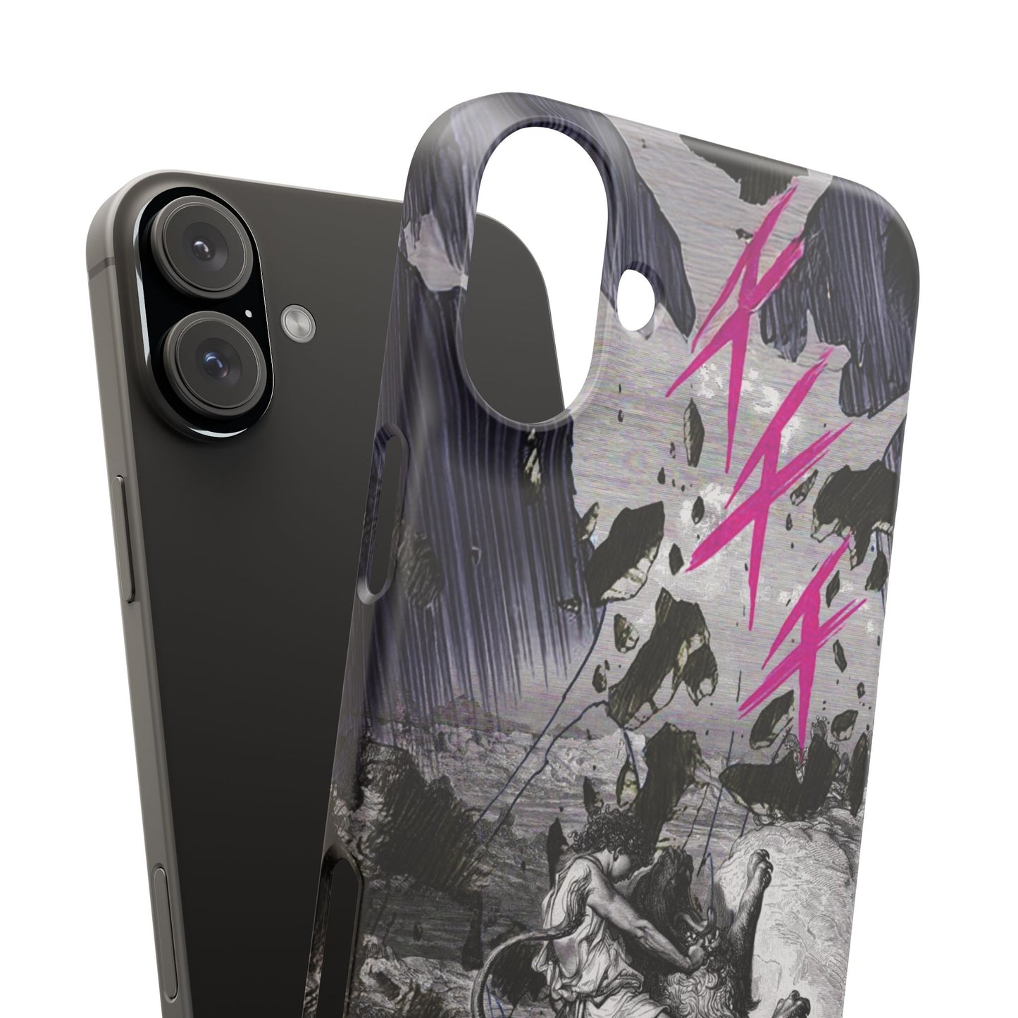 Lionbreaker Fierce Combat Monochrome Design with Electric Fuchsia Sound Glyphs Phone Case