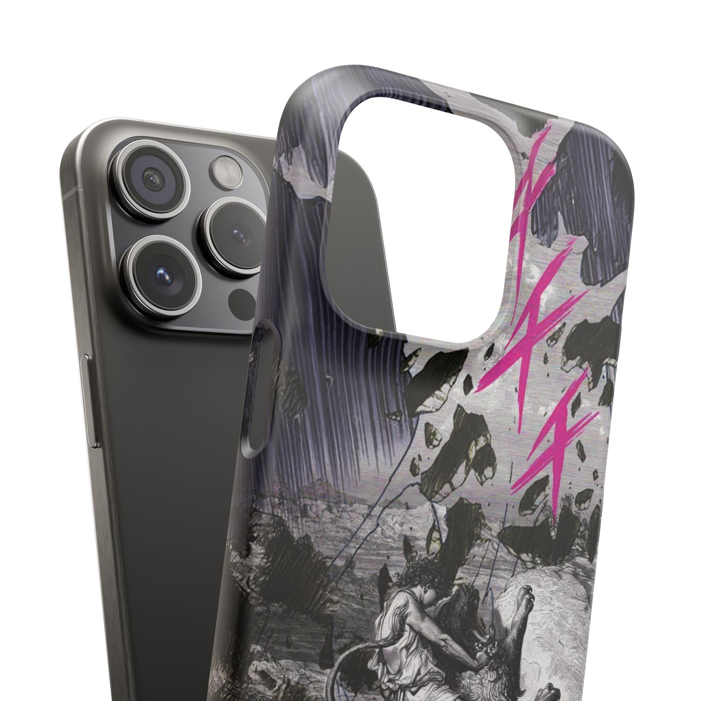 Lionbreaker Fierce Combat Monochrome Design with Electric Fuchsia Sound Glyphs Phone Case