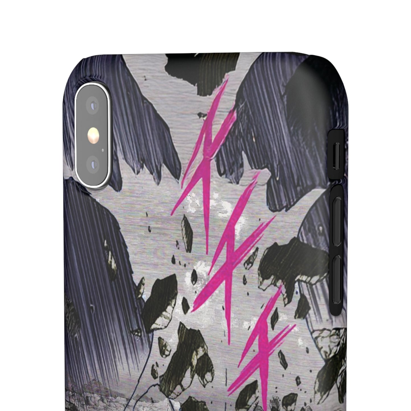 Lionbreaker Fierce Combat Monochrome Design with Electric Fuchsia Sound Glyphs Phone Case