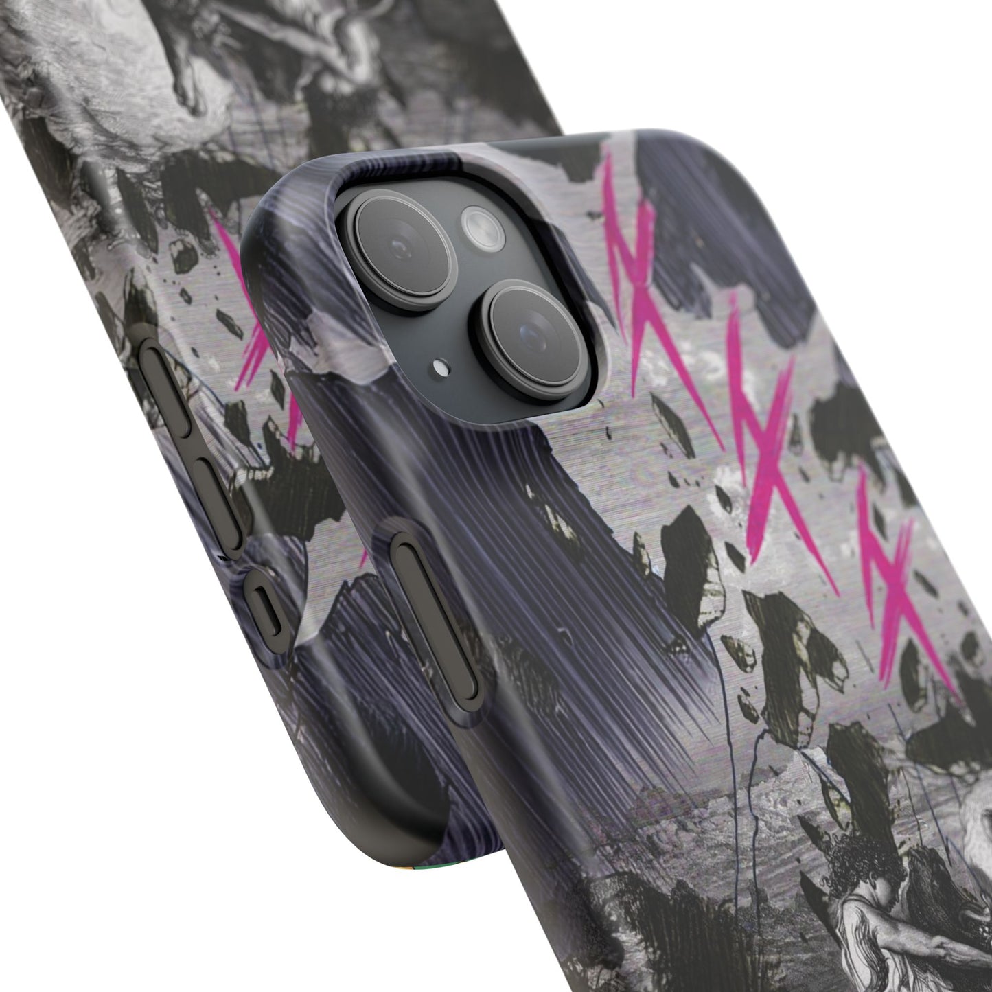 Lionbreaker Fierce Combat Monochrome Design with Electric Fuchsia Sound Glyphs Phone Case