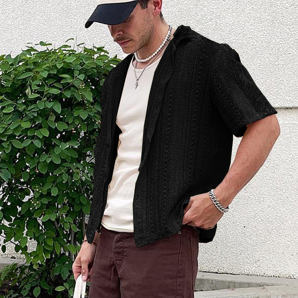 European And American Leisure Knitted Cardigan Summer Cool Hollow Short Sleeve