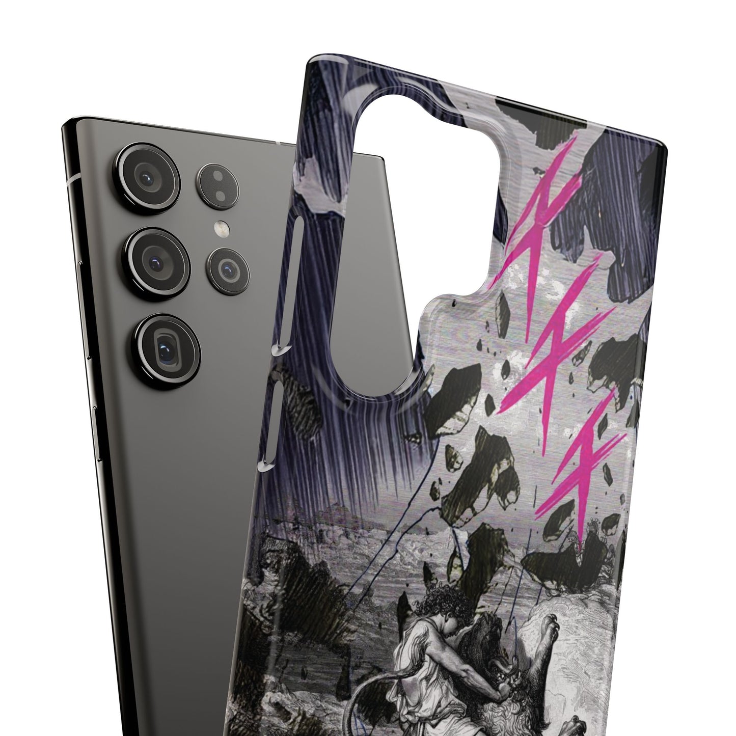 Lionbreaker Fierce Combat Monochrome Design with Electric Fuchsia Sound Glyphs Phone Case
