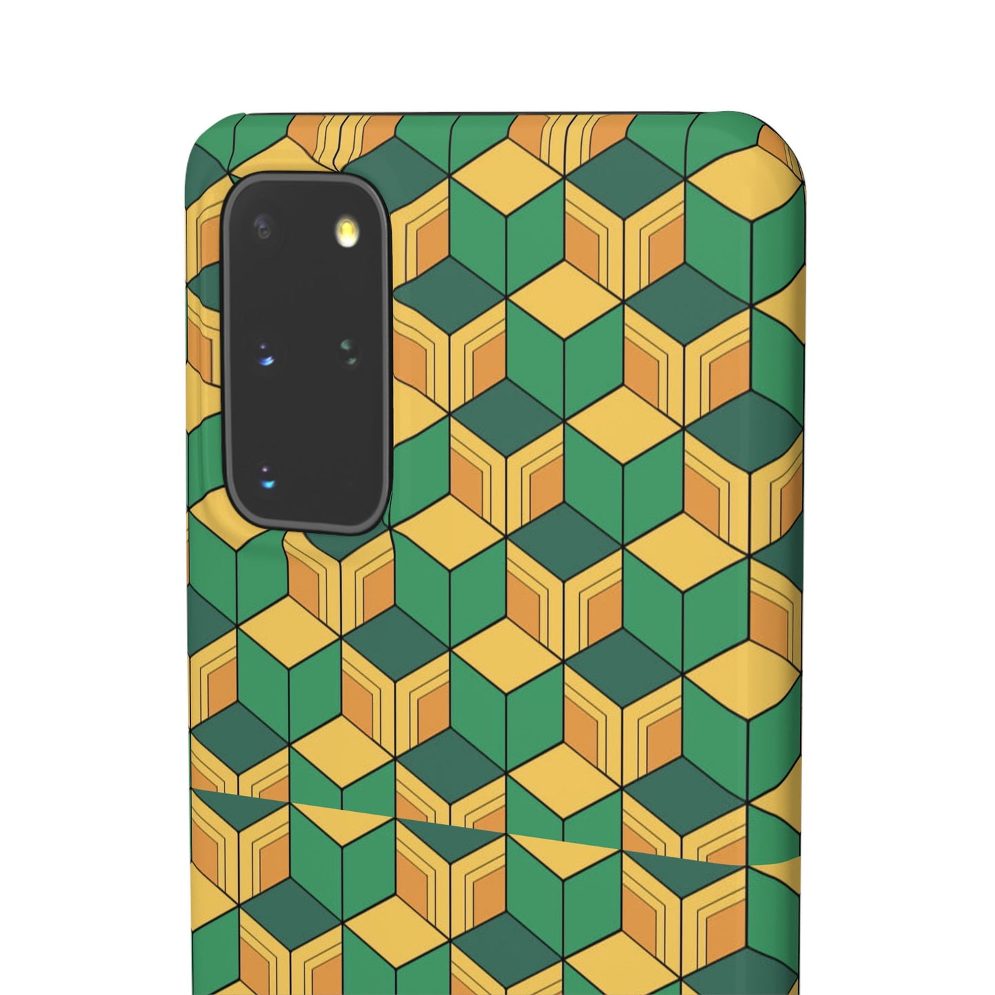 Sabito's Haori Pattern Anime iPhone Case - Geometric Green and Yellow Design