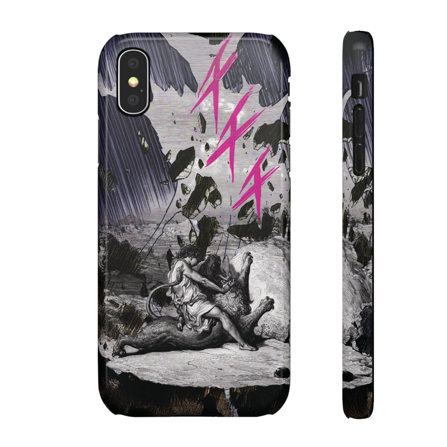 Lionbreaker Fierce Combat Monochrome Design with Electric Fuchsia Sound Glyphs Phone Case