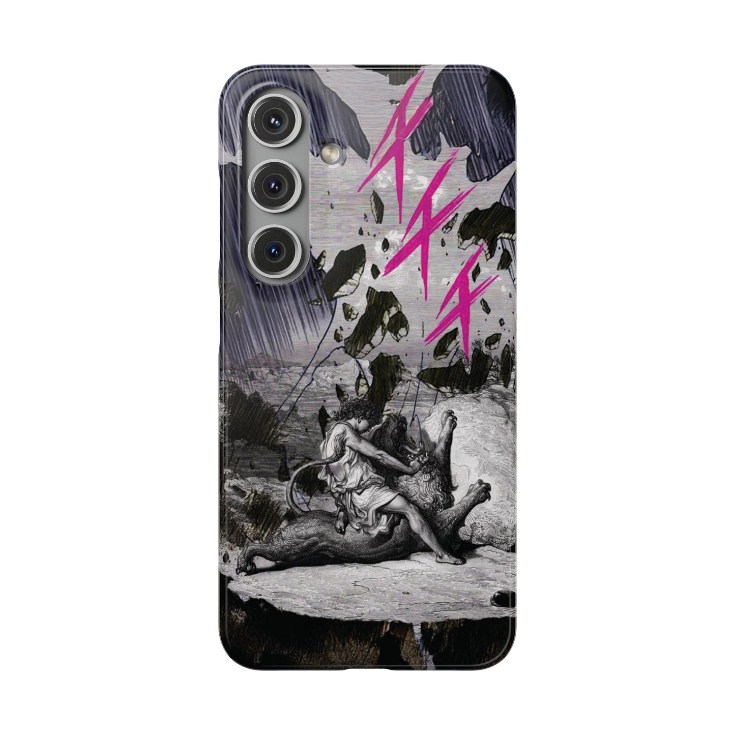 Lionbreaker Fierce Combat Monochrome Design with Electric Fuchsia Sound Glyphs Phone Case
