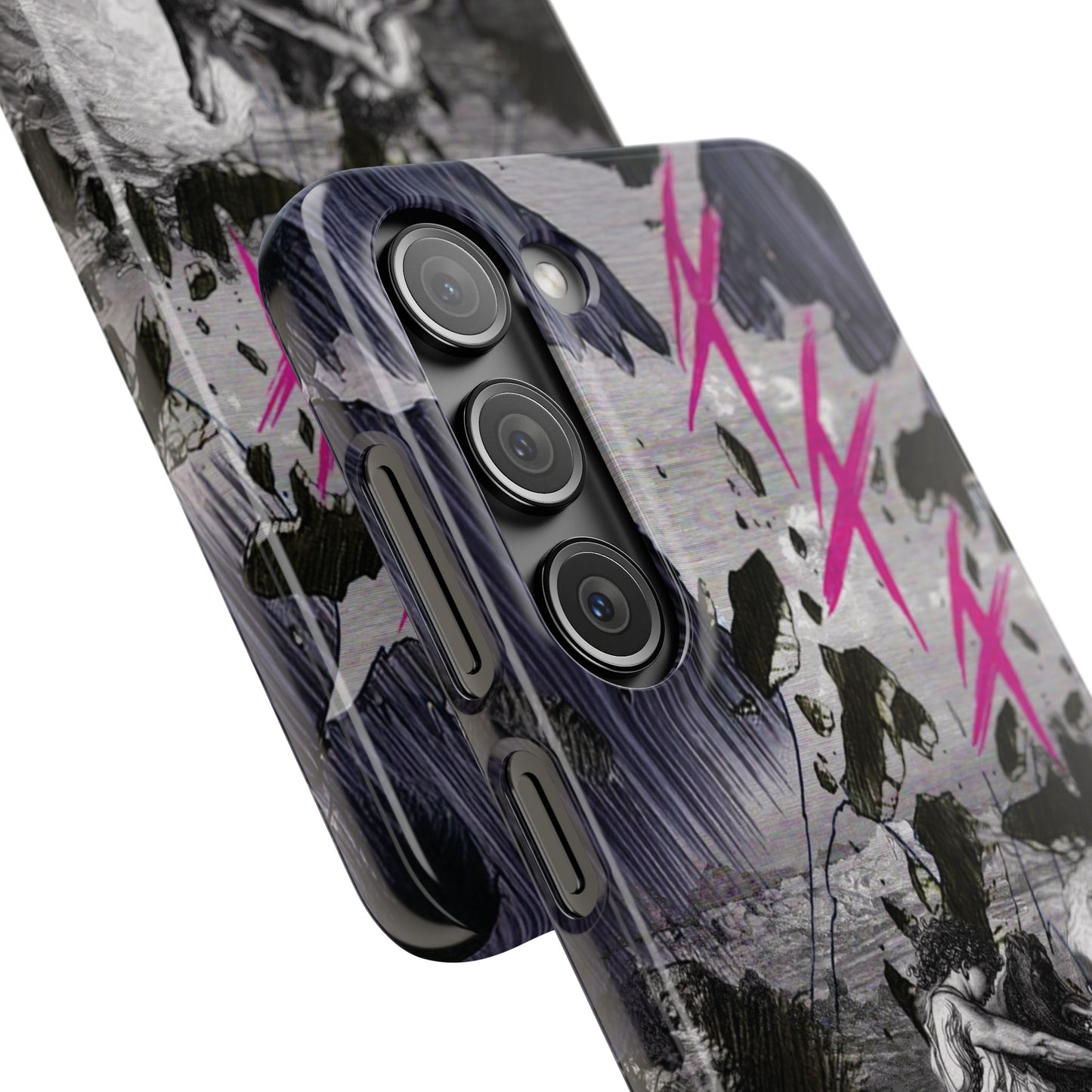 Lionbreaker Fierce Combat Monochrome Design with Electric Fuchsia Sound Glyphs Phone Case