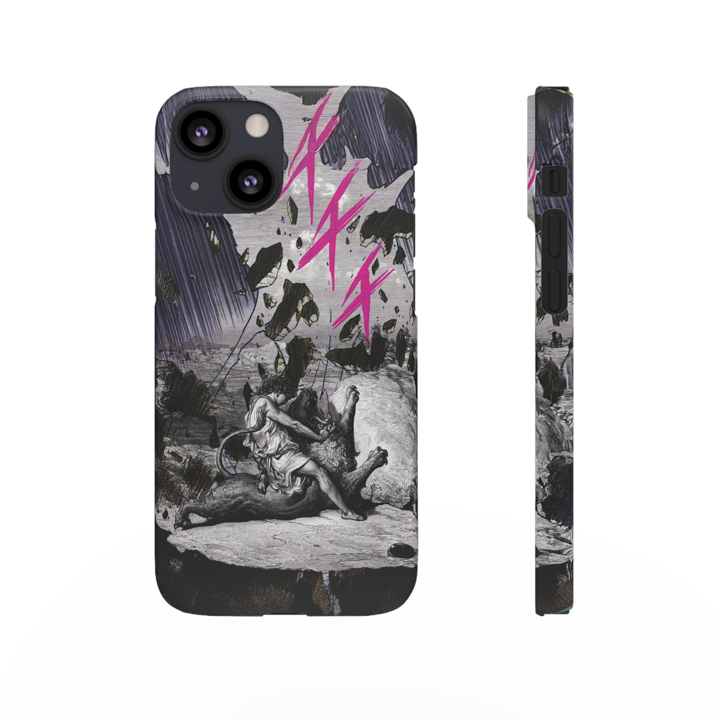 Lionbreaker Fierce Combat Monochrome Design with Electric Fuchsia Sound Glyphs Phone Case