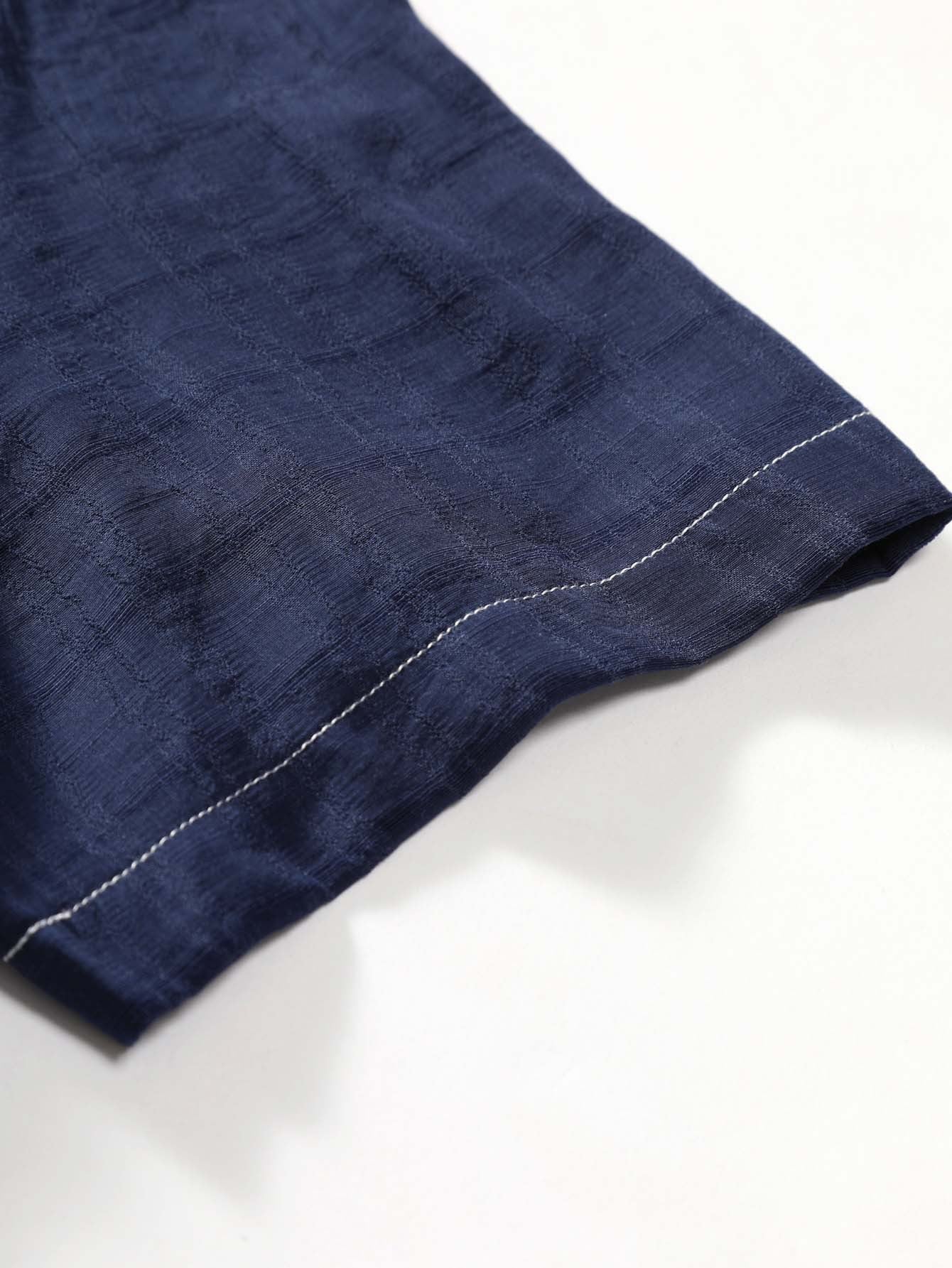 Men's Fashion Trendy Stand Collar Dark Cell Short Sleeve Shirt